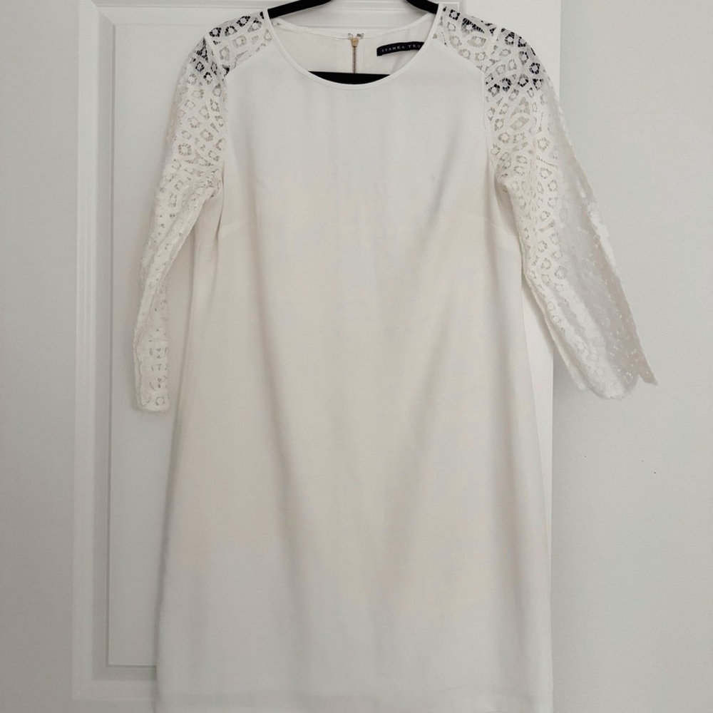 Ivanka Trump brand women’s white Easter lace sleeve shift straight dress size 8